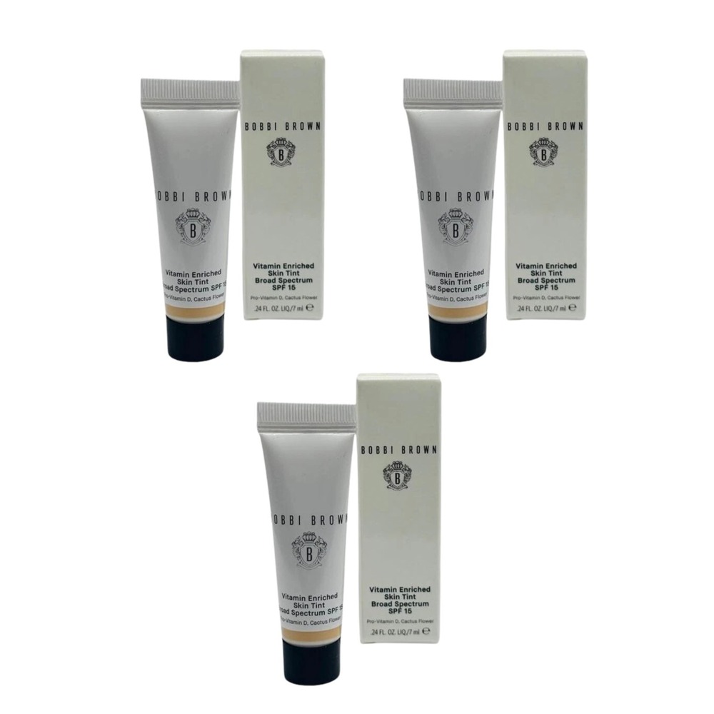Bobbi Brown Vitamin Enriched Skin Tint Moisturizer SPF15 Light 1 0.24oz Lot of 3
